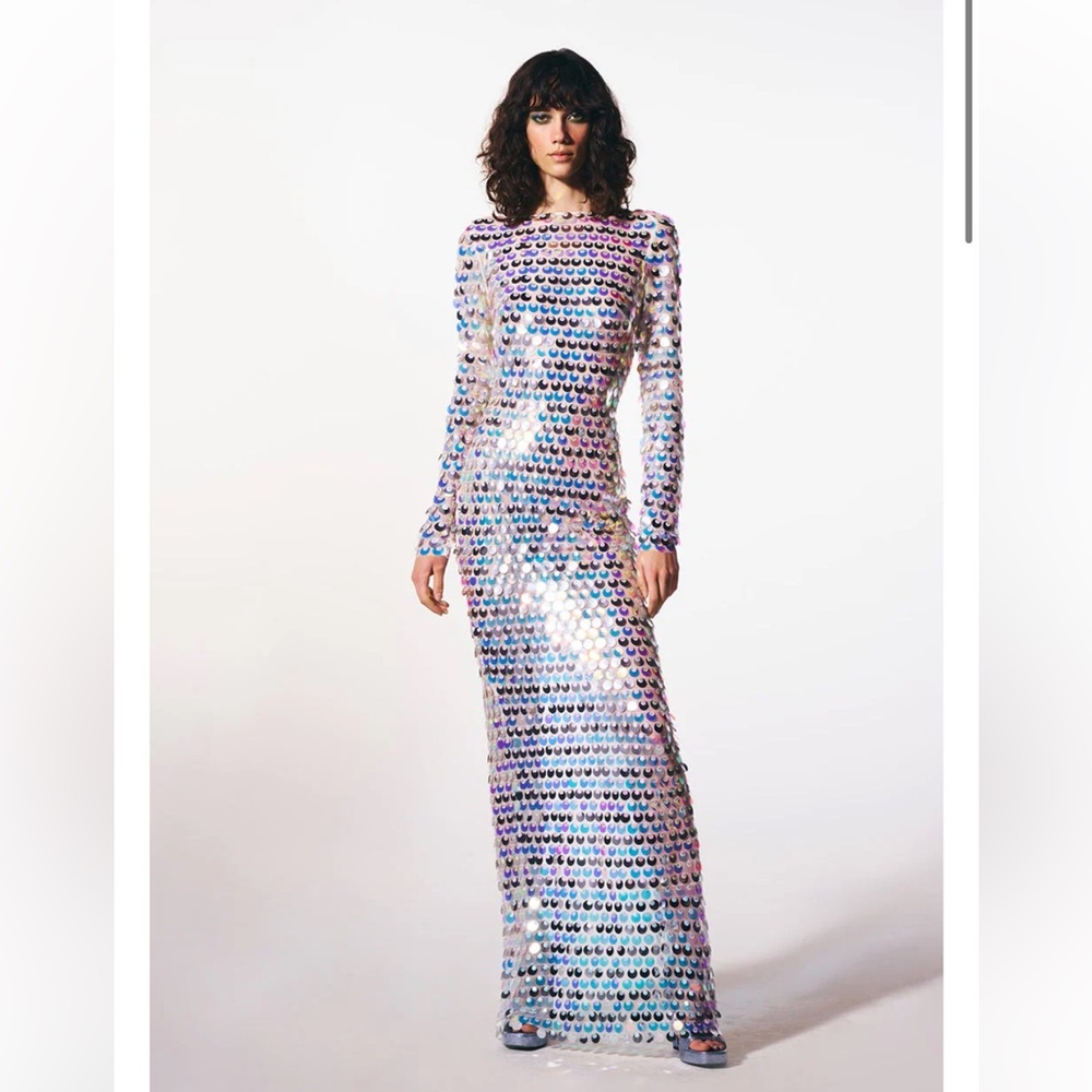 Sequin Embellished Long Sleeve Dress